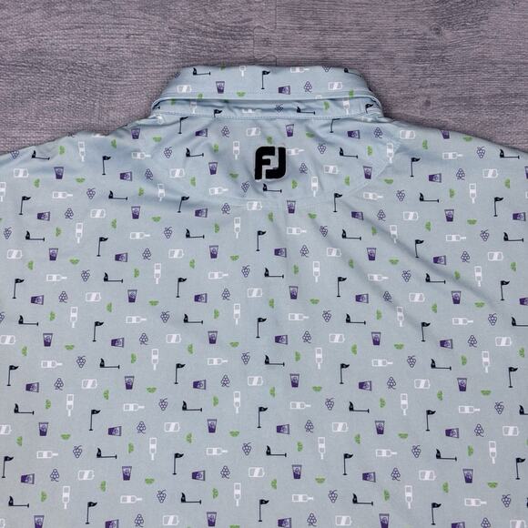 FootJoy University Club Baton Rouge Men's Sz XL Blue AOP Golf Polo Shirt PREPPY - Picture 10 of 13